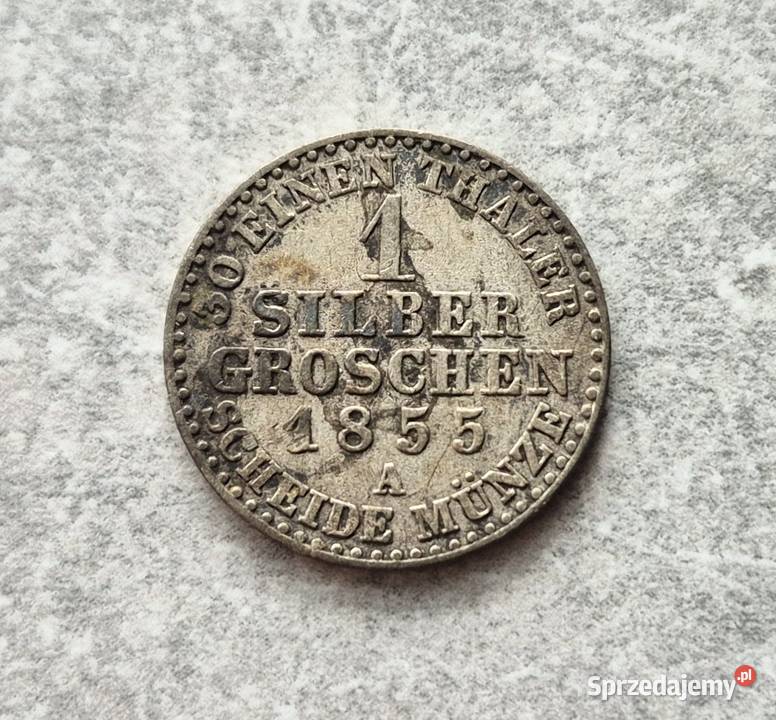 50 NIEMCY srebro 1 Silbergroschen 1855 r A Numizmatyka łódzkie sprzedam