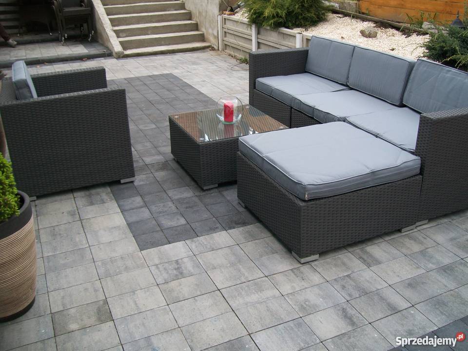 sofa fotel naroznik zestaw mebli technorattan beże i brązy Bosutów