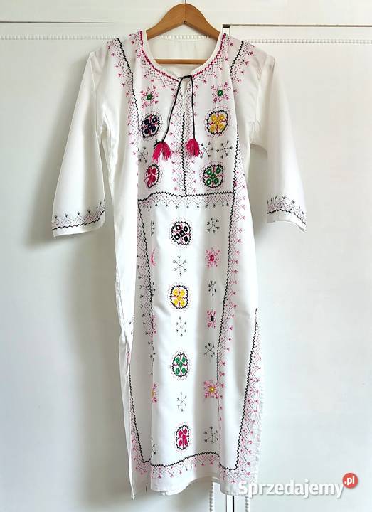 Nowa tunika biała M 38 L 40 folk etno boho Bluzki i koszule Szczecin sprzedam