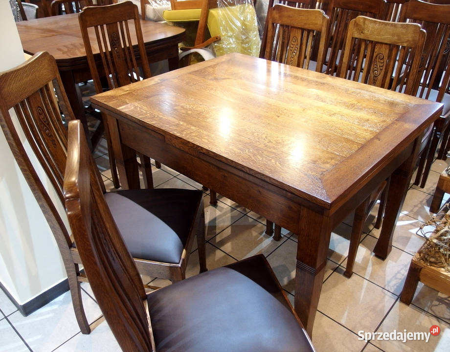 Oryginalny komplet dębowy stół i pięć krzeseł z lat 20-stych