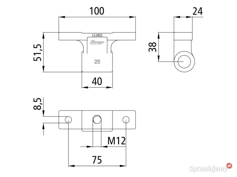 Zawias 2530 100mm h38mm M12 102111822 385111822 Przysieka Polska