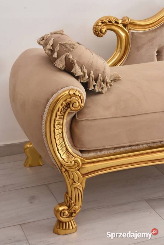 Złota Pałacowa Sofa Kanapa Leżanka Szezlong