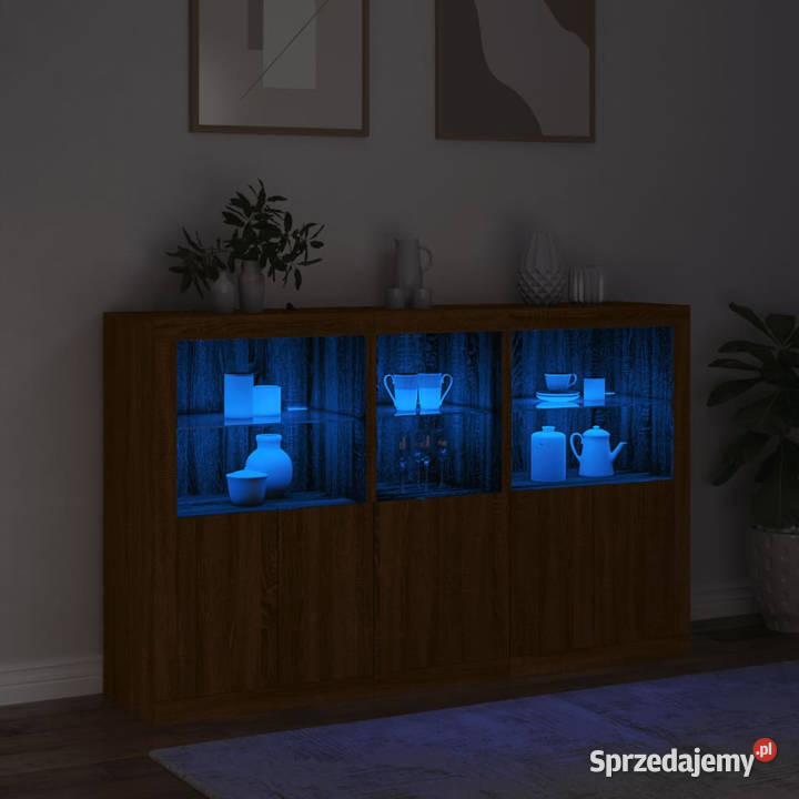 Szafka z oświetleniem LED brązowy dąb 162x37x100 Warszawa