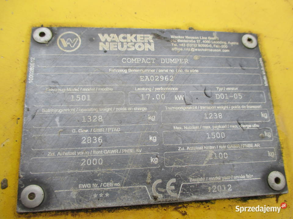 Wozidło budowlane Wacker Neuson 1501 15 t Pleszew