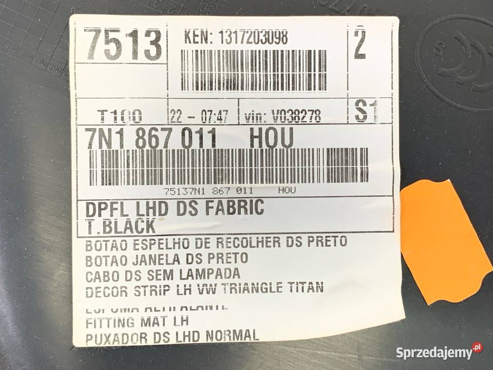 BOCZEK DRZWI LEWY PRZÓD SEAT ALHAMBRA II Minivan