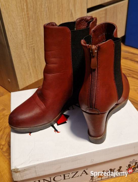 Botki damskie bordowe na koturnie 40 wkłwew 26.2cm Kraków