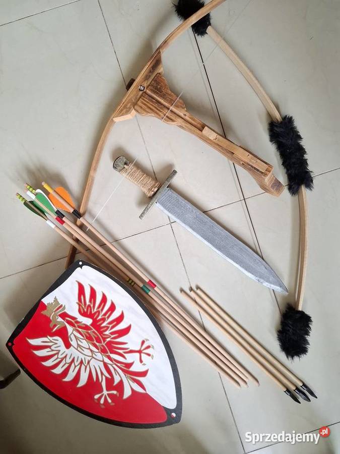 Zestaw rycerza łuk kusza strzały miecz zabawki