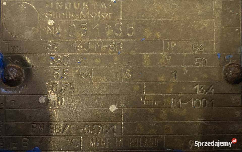 silnik elektryczny 55kW 710obr 3fazowy INDUKTA Pigża