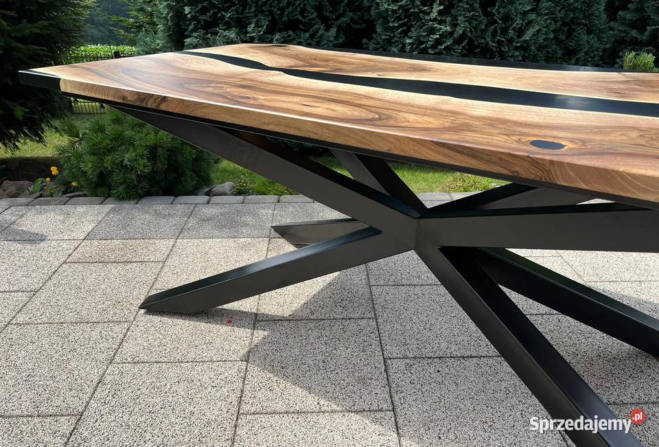 Stół Amsterdam Nut Spider z dostawkami żywica Kraków