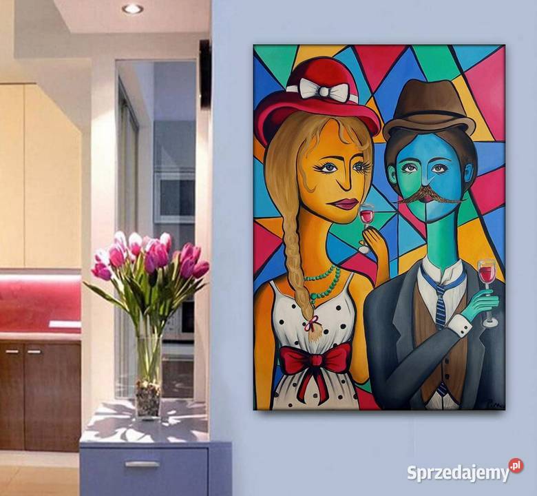 Obraz olejny Para z winem Kraków