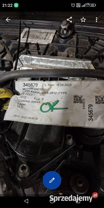 Silnik Ford Kuga mk1 20 tdci 140 110 000 osobowe Puławy sprzedam