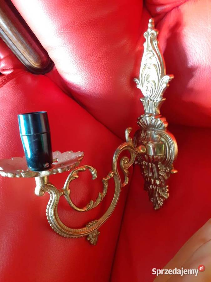 Dwa złote mosiężne kinkiety Warszawa