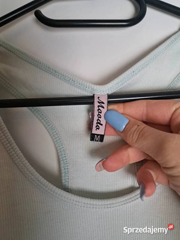 Miętowy top na ramiączkach Miranda rozmiar M Moda i Styl Trąbki Wielkie