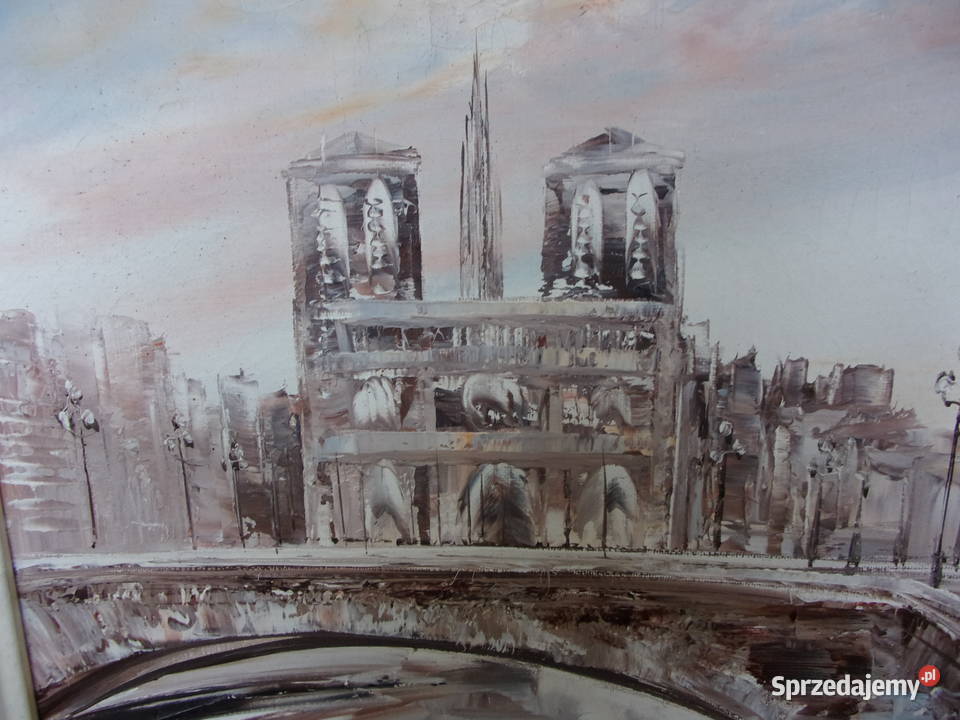 Katedra Notre Dame w Paryżu Jeśień obraz olejny mazowieckie Warszawa