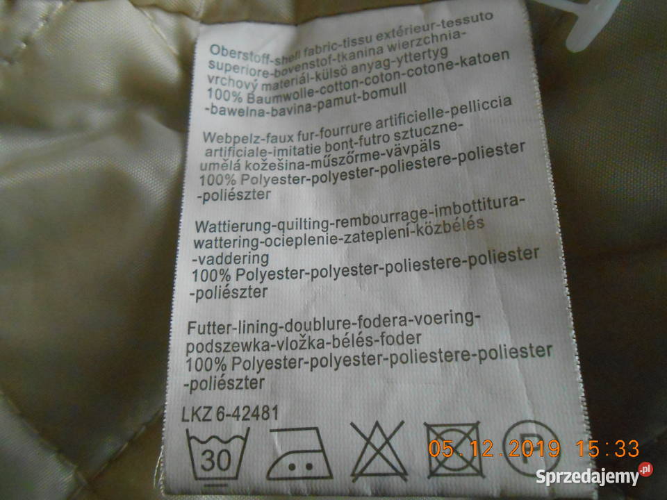 Kurtka ocieplana sztruks seledyn z futerkowym zielony Kurtki i płaszcze Kępno sprzedam