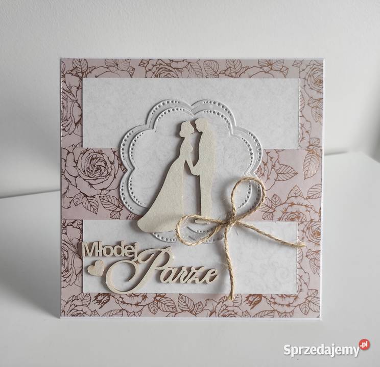 Kartka ręcznie robiona na Ślub Handmade 2 Łódź