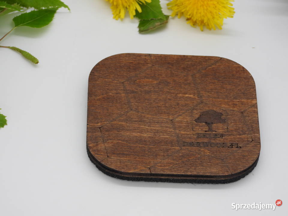 Podkładki drewniane pod kubek komplet 4 na stół wielkopolskie Witkowo