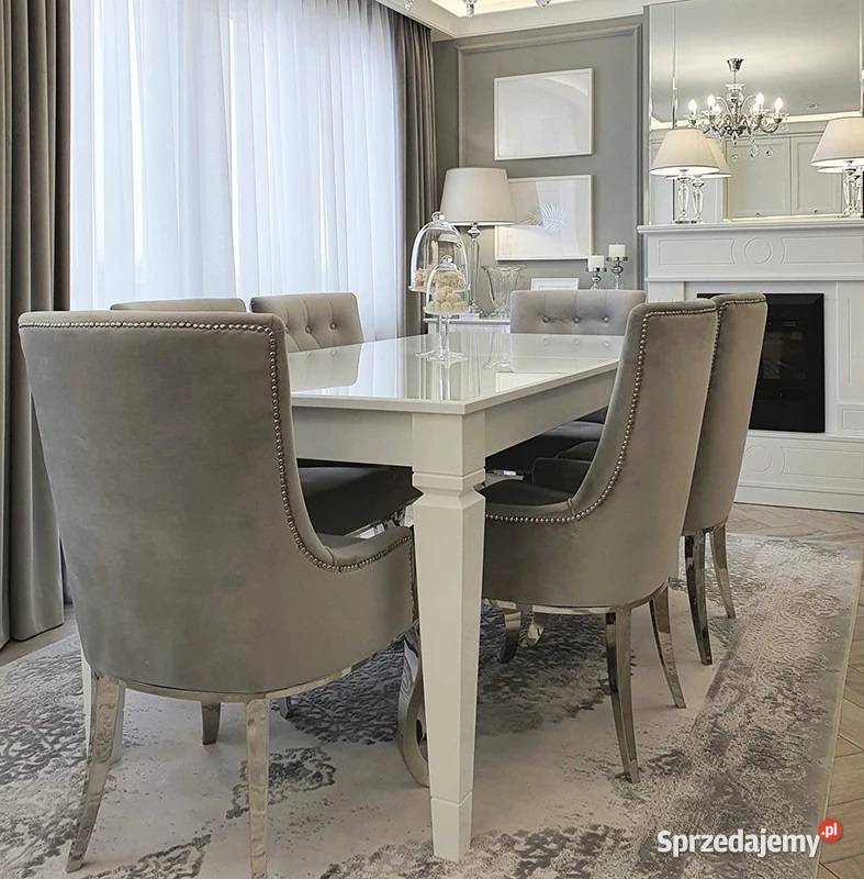 Biały stół glamour ELEGANCE