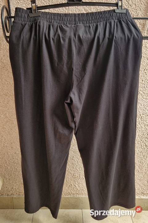 Spodnie damskie szerokie nogawki czarny trykot Lublin