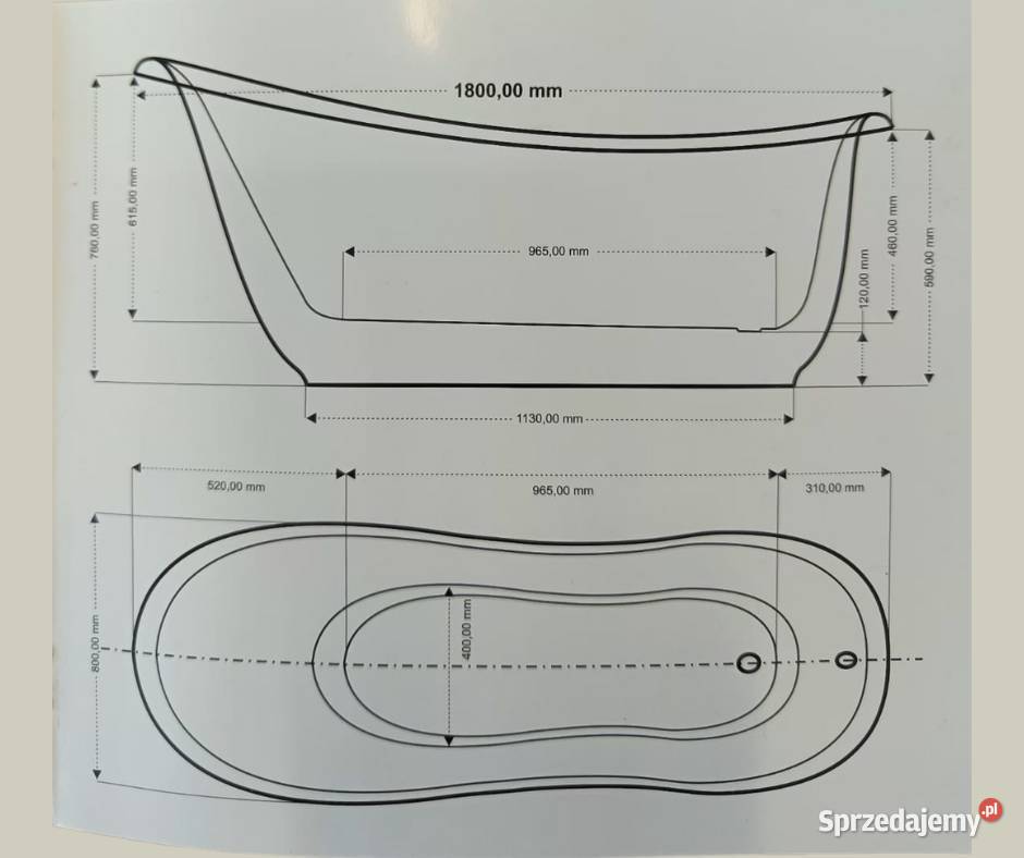 Jadwiga biała wanna wolnostojąca 18080 plug play Poznań