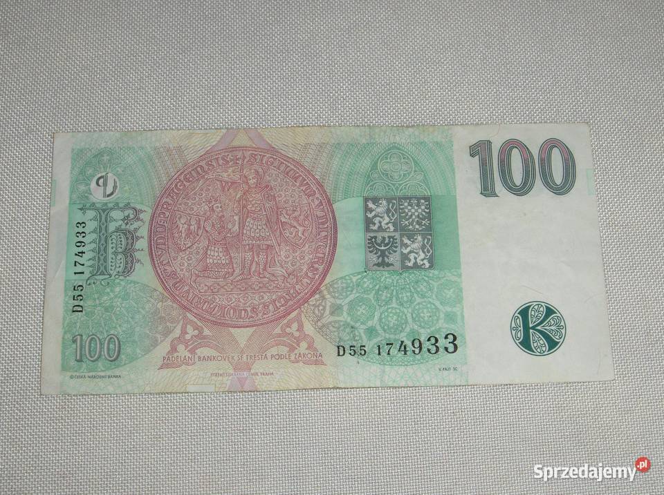 Banknot 100 koron czeskich 1997r Łódź