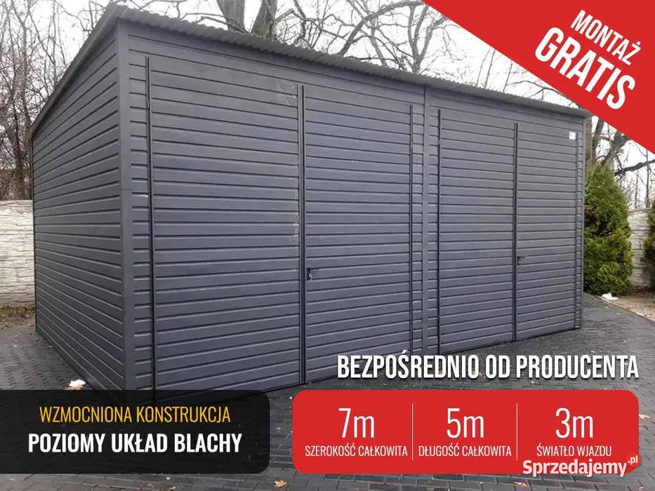 Garaż Blaszany w kolorze Grafit JEDNOSPADOWY Świdnik