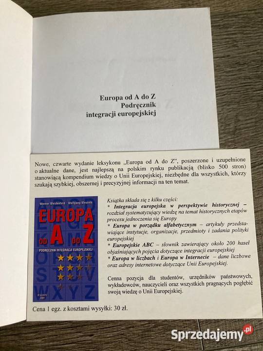 Europa A do Z Podręcznik integracji europejskiej sprzedam