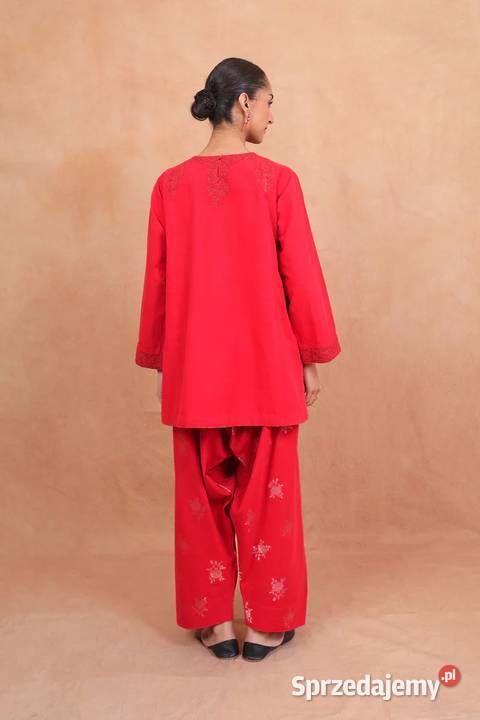 Czerwony komplet Salwar Kurti 2XL 3XL Haft Pozostałe Szczecin sprzedam