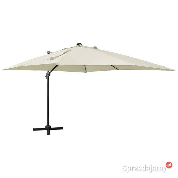 vidaXL Parasol wiszący z lampkami LED i słupkiem