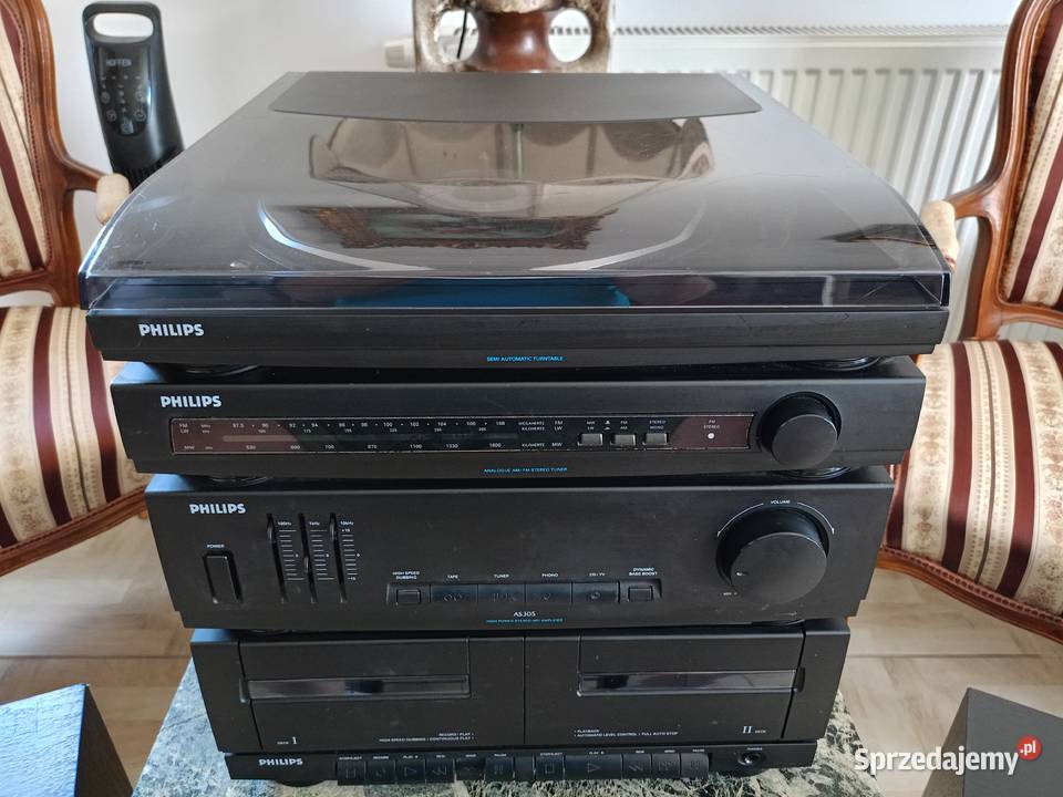 Wieża PHILIPS z Gramofonem i Kolumnami Vintage