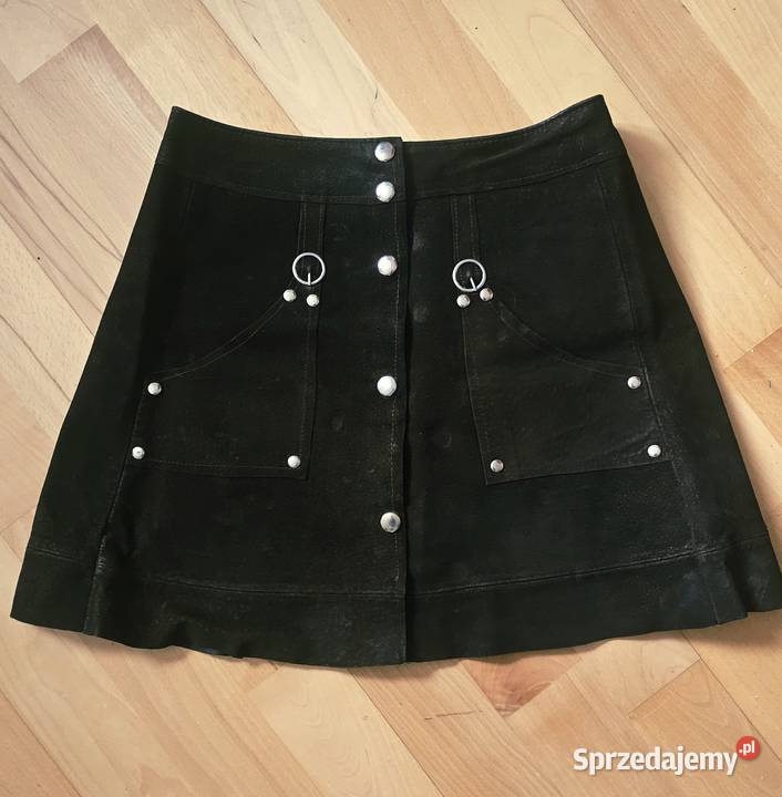 Skórzana mini spódnica z nitami XS