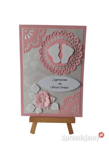 Zaproszenia Chrzest Stopki W Serwetce C6 Róż Poznań
