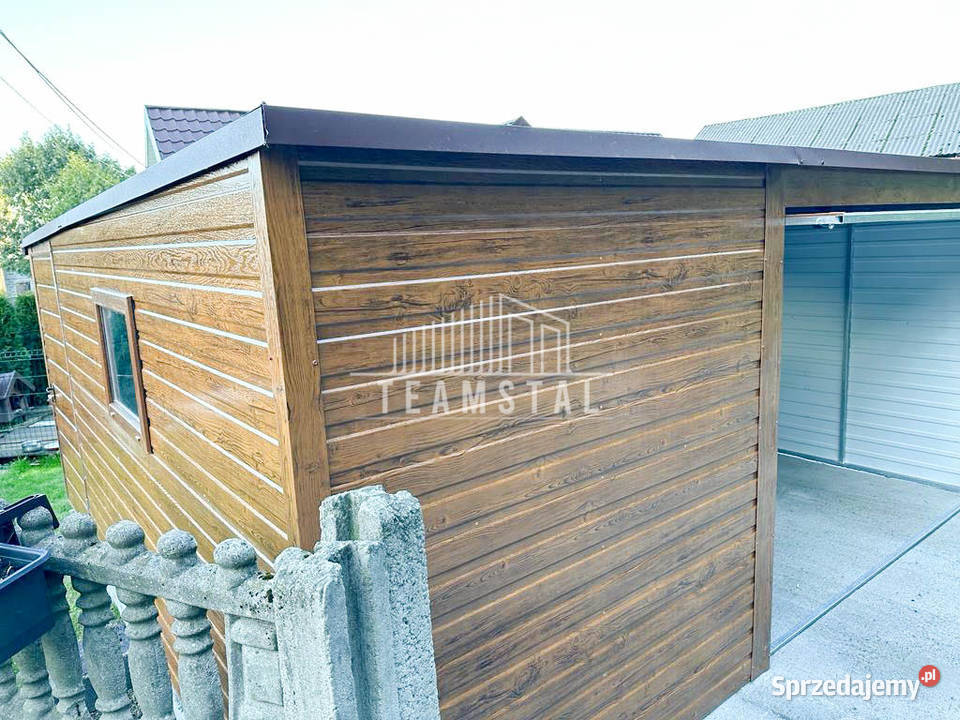 GARAŻ BLASZANY 5m x 6m poziom spad tył Brama