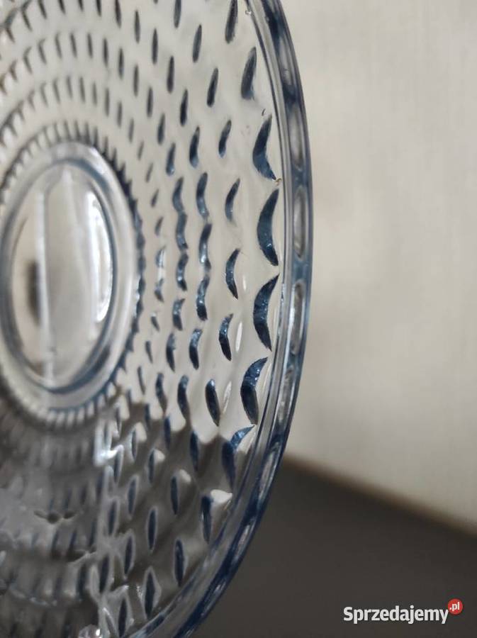 Patera talerz niebieskie szkło huta Hortensja Porcelana i szkło