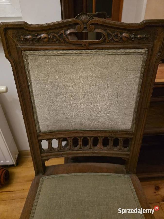 Zestaw krzeseł drewnianych pałacowe antyczne
