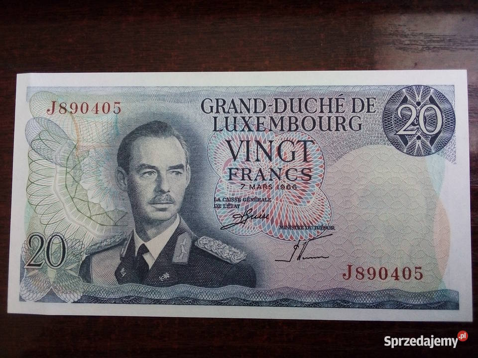 Banknot 20 franków Luxemburg mazowieckie Płońsk