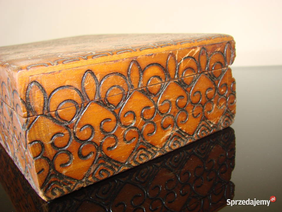 drewniana pudełko PRL Pruszcz Gdański