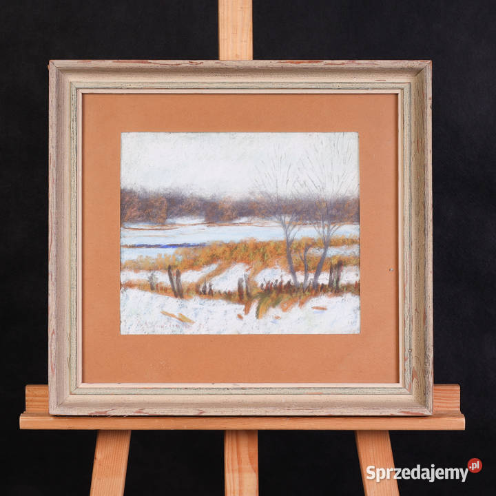 ARTexpert Zimowy Pejzaż Oryginalny Obraz Pastel Malarstwo zachodniopomorskie Dobrzany sprzedam