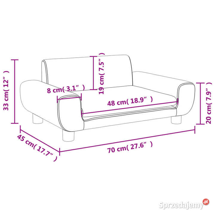 Sofa dzieci brązowa 70x45x33 aksamit WM3196391 Warszawa