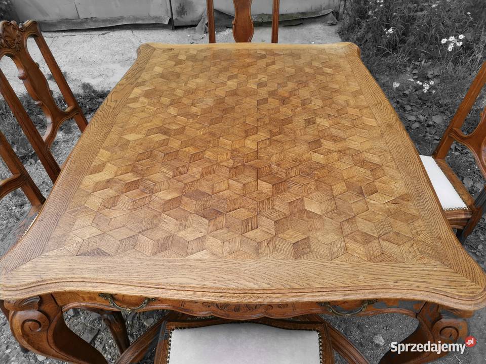 Francuski stół z 5 krzesłami ok1900 r renowacja
