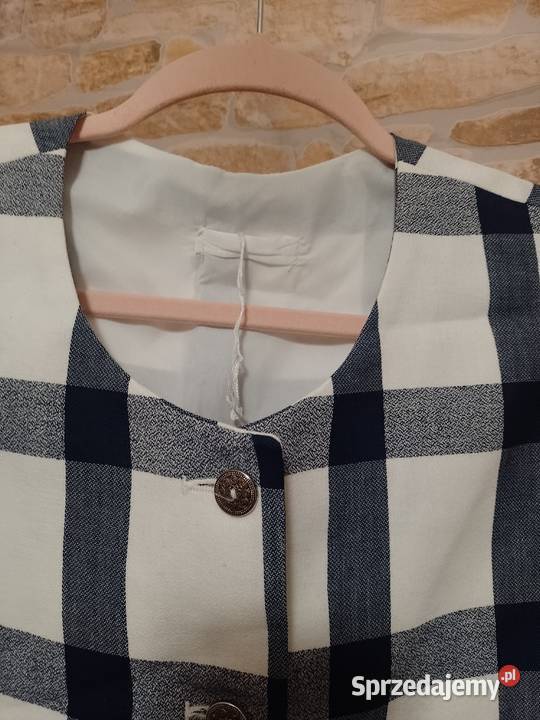 2XL3XL Biało granatowa kamizelka garniturowa z Kraków