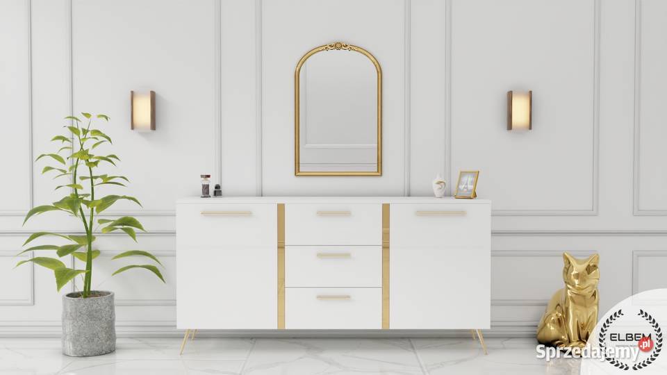 Komoda lakierowana biała w stylu Glamour Wrocław sprzedam