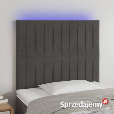 vidaXL Zagłówek do łóżka z LED, ciemnoszary, 90x5x118/128 cm