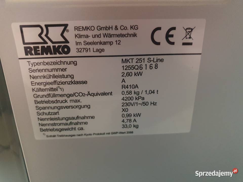 Klimatyzacja firmy Remko model MKT 251 S Line Wilcza