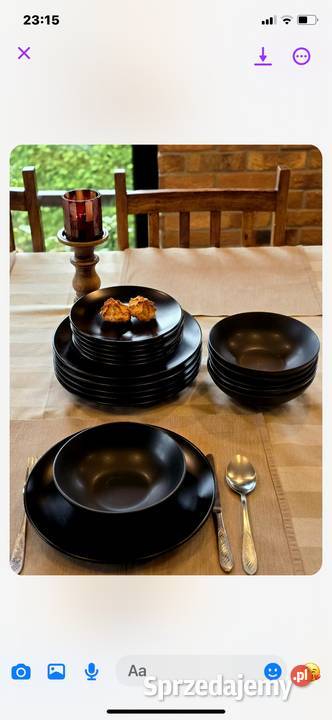 169 Zestaw obiadowy 18 elementów czarny szary Zabrze