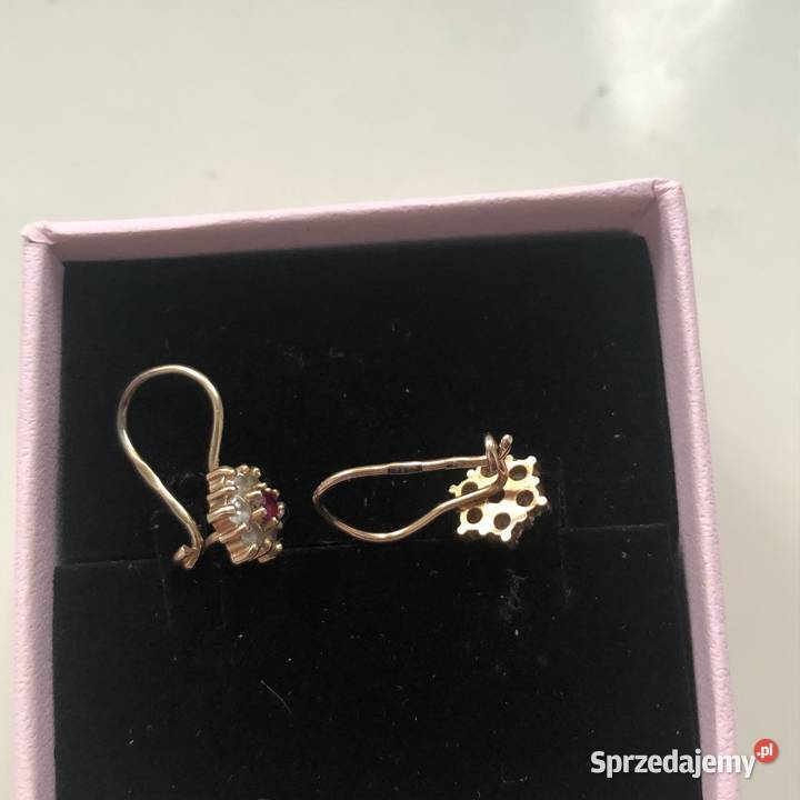 Złote kolczyki 585 z cyrkonią złoto