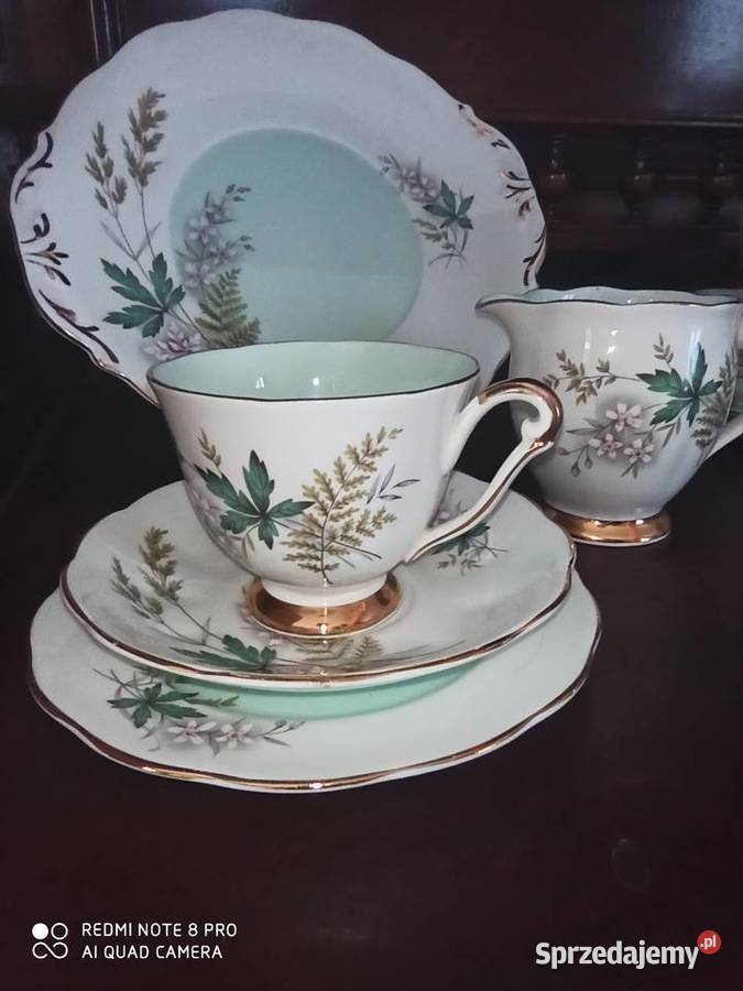 LOUISE Filiżanka z talerzykiem deserowym Queen Porcelana i szkło