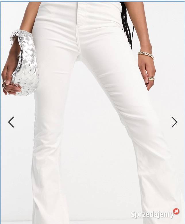spodnie ASOS DESIGN Tall Białe elastyczne jeansy Długie Spodnie Zamość