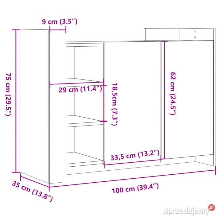 Szafka przydymiony dąb 100x35x75 materiał Warszawa