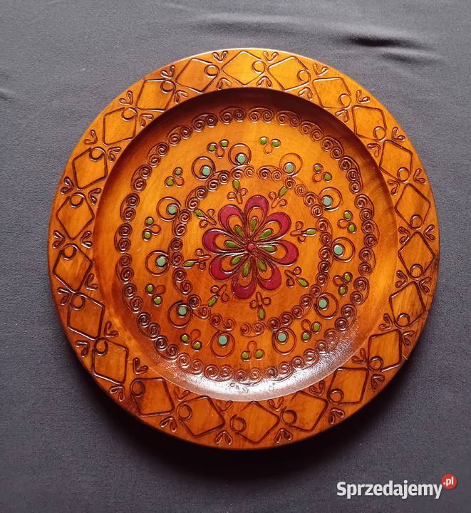Zawieszany talerz drewniany rękodzieło druga